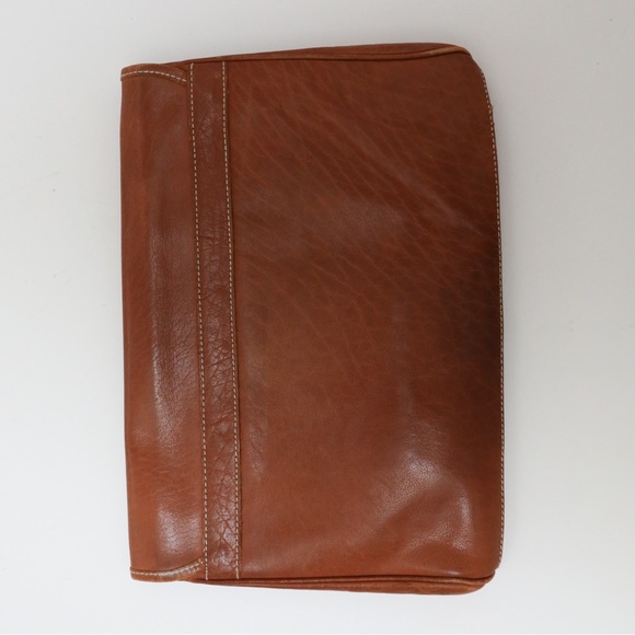 GENUINE leather clutch bag vintage Zippi brown cowhide large silver buckle rodeo - Picture 5 of 7